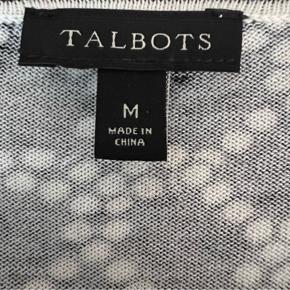 Talbots Charming Cardigan Geo Pearl Black White Button-up Light Sweater Sz Med - Picture 7 of 11